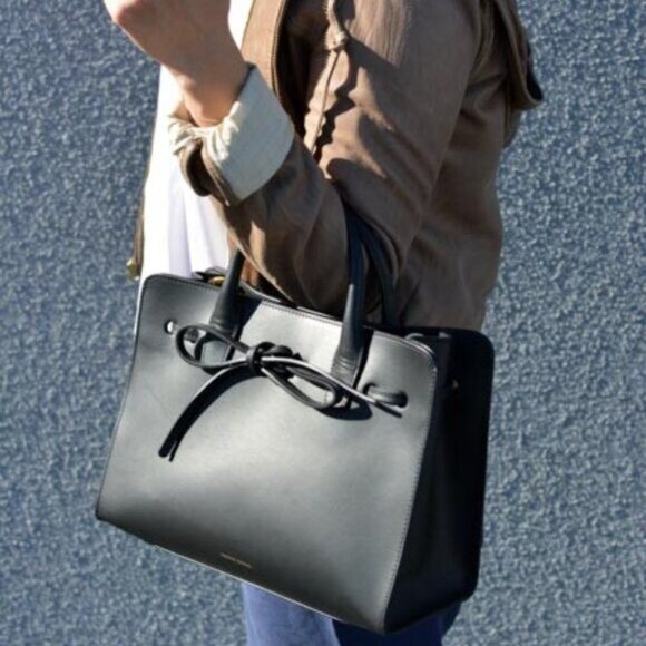 Mansur Gavriel Black RED Flamma Interior Lining Vegetable Tanned Leather Sun Bag - Picture 12 of 12